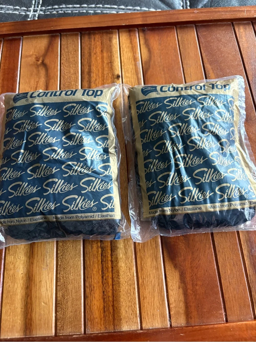 Vtg Silkies Control Top Pantyhose 070608 XX-Large X-Queen Jet Black USA NOS 2 PR